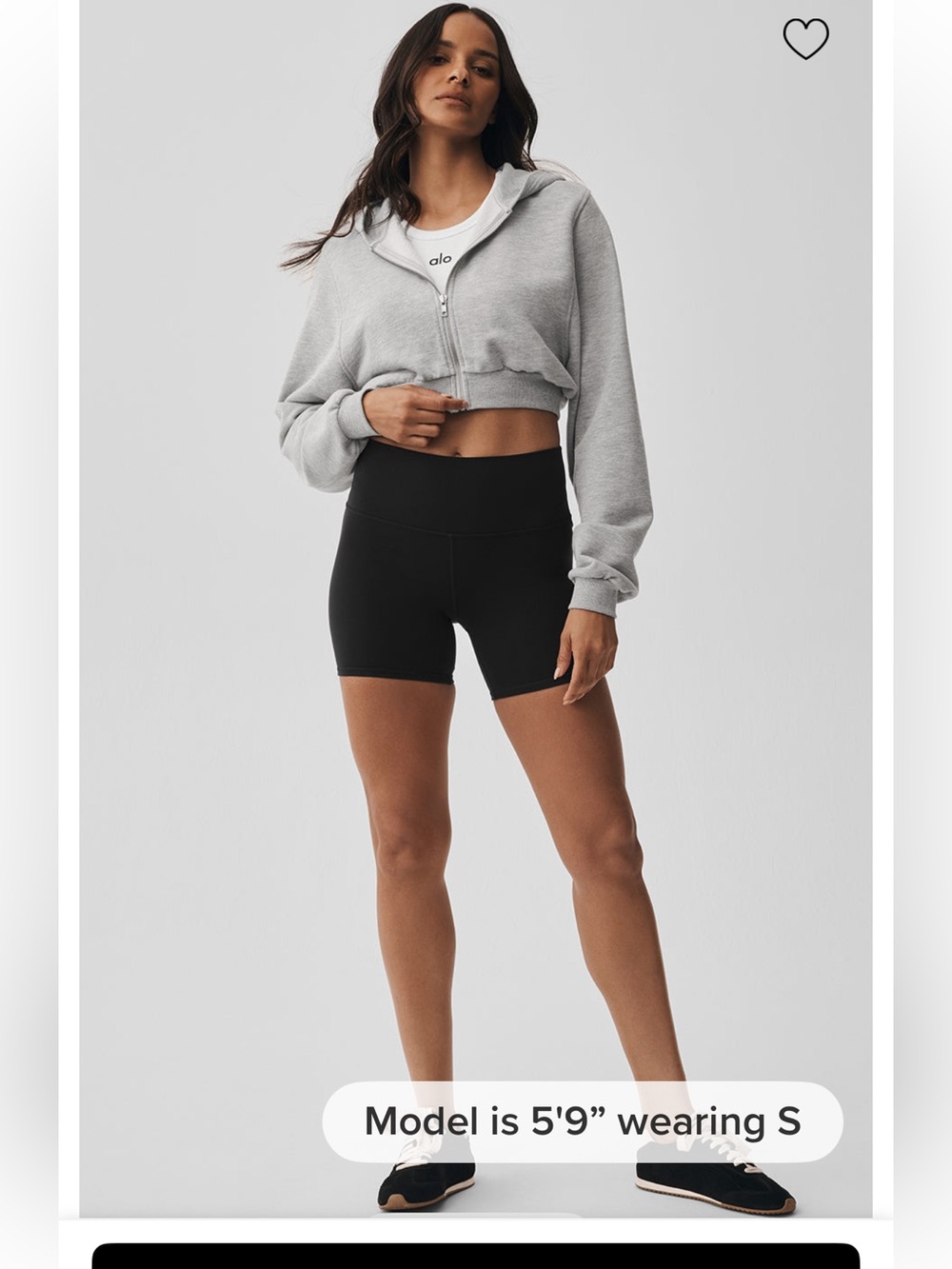 ALO Yoga Light Gray Cropped Zip Hoodie